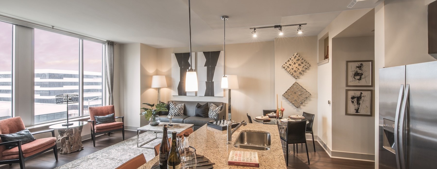 open well lit living area